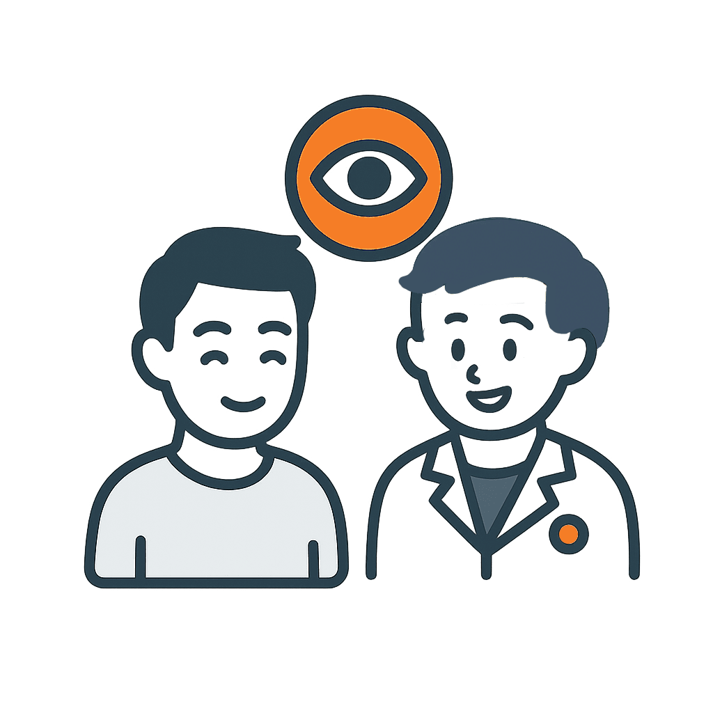 Grafik: Gespräch zwischen Patient und Arzt bei Munich Eye